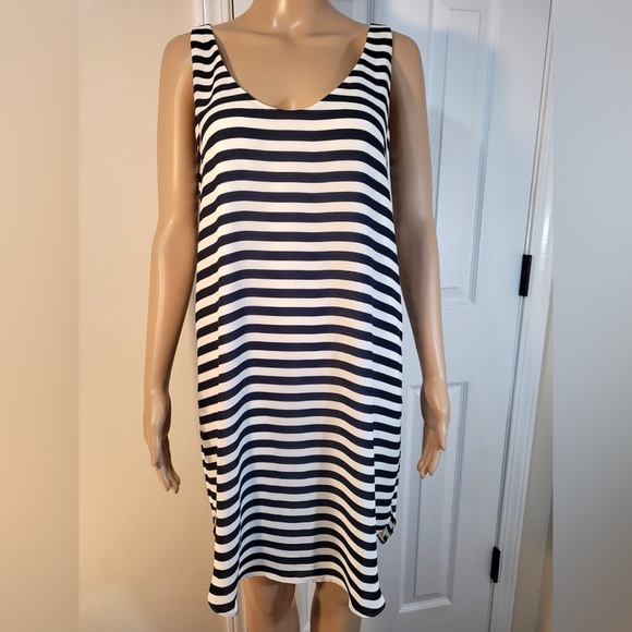 LOFT Monochrome Striped Dress (LARGE) - Picture 1 of 5
